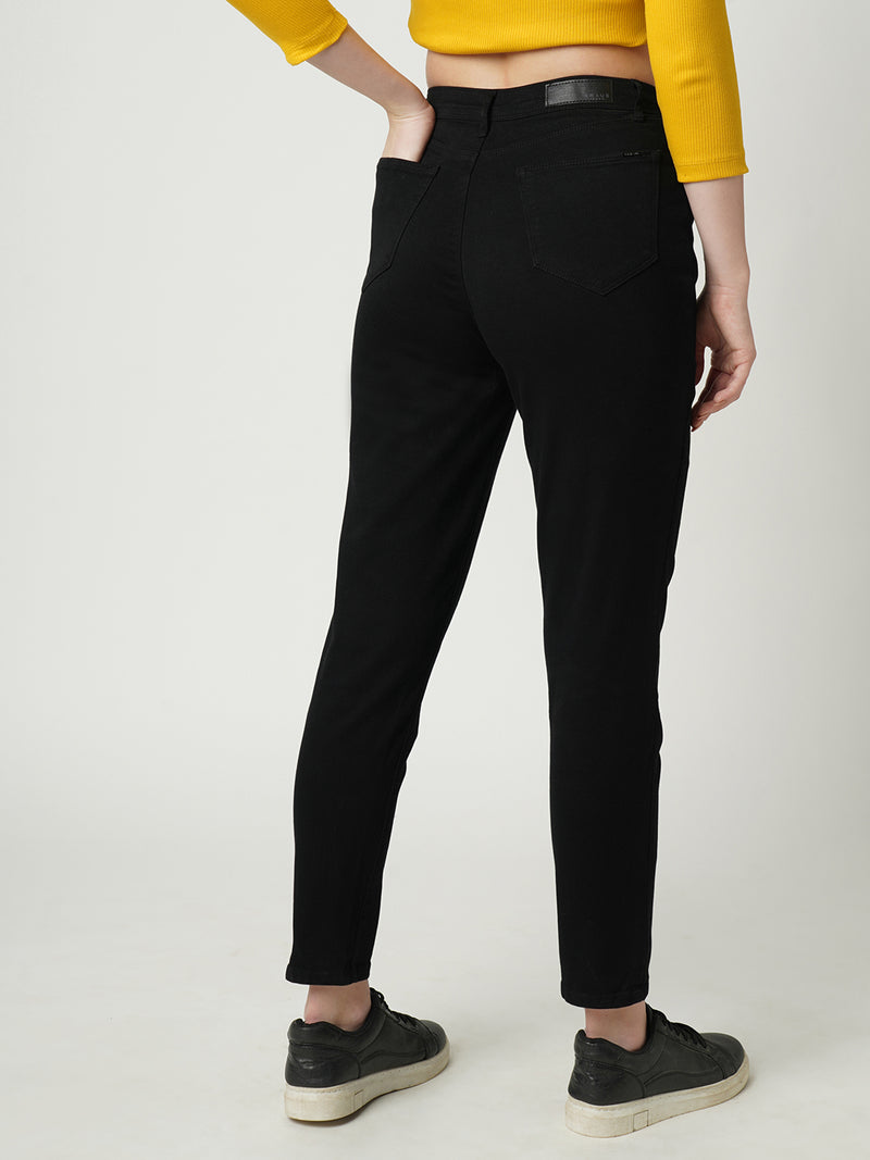 Women Black K6030 High Rise Slim Straight Fit Jeans