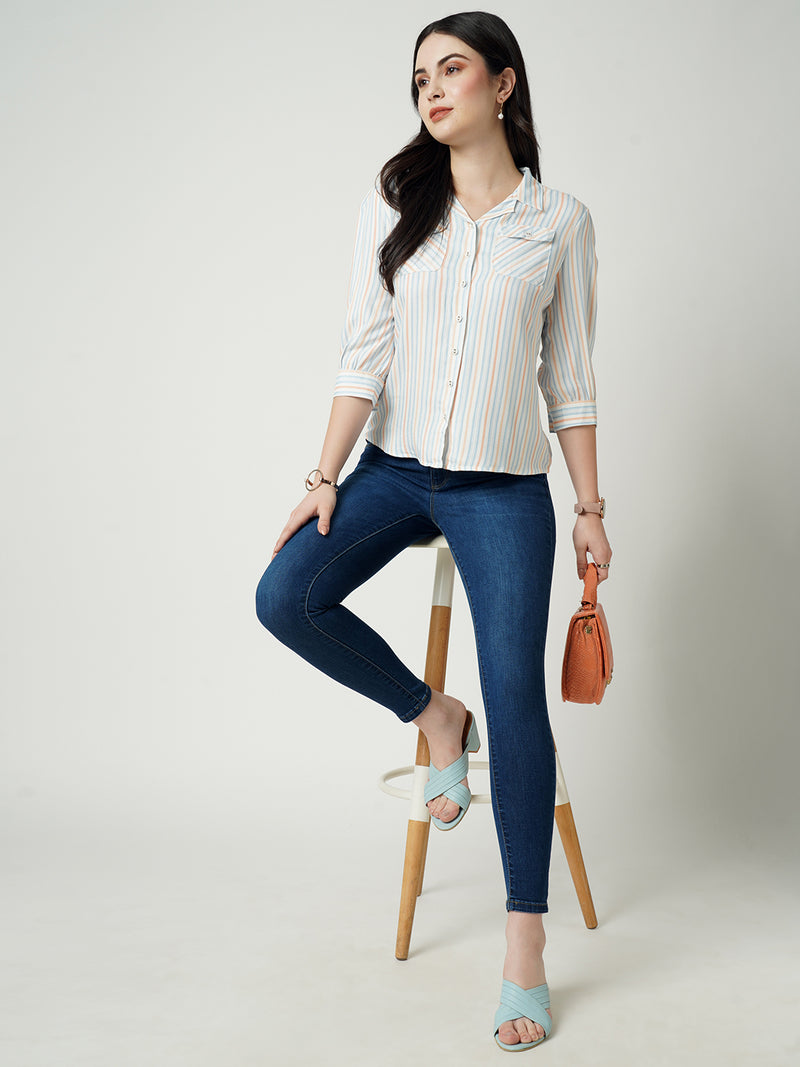 Women Dark Blue K4068 Mid Rise Push Up Super Skinny Jeans