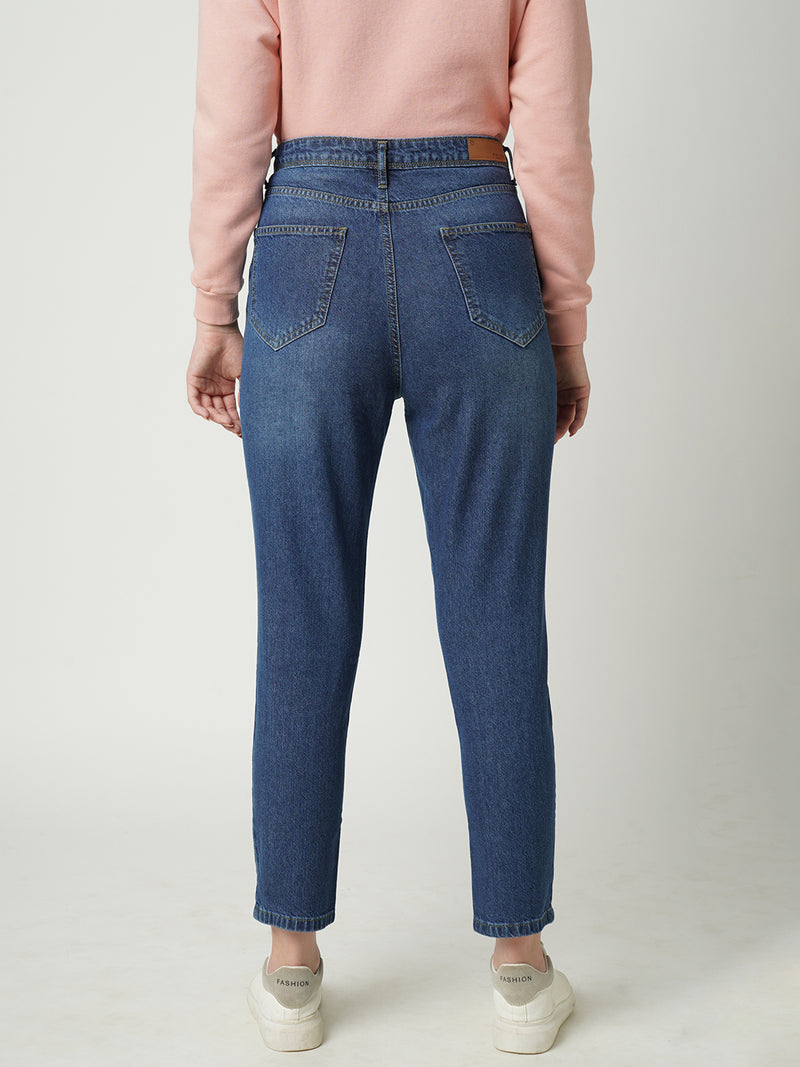 Women Light Blue K6030 High Rise Slim Straight Fit Jeans