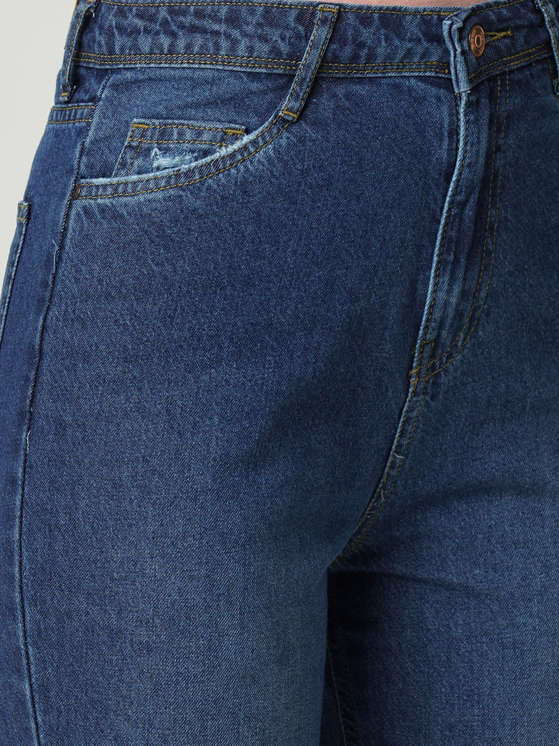 Women Light Blue K6030 High Rise Slim Straight Fit Jeans