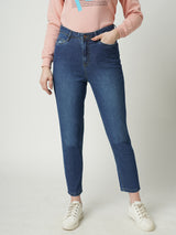 Women Light Blue K6030 High Rise Slim Straight Fit Jeans