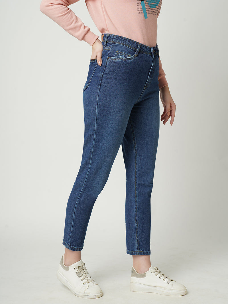 Women Light Blue K6030 High Rise Slim Straight Fit Jeans