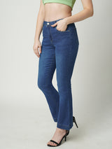 Women Dark Blue K5013 High Rise Flare Jeans