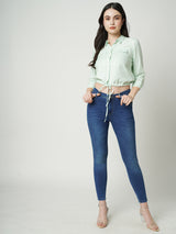 Women Blue K4068 Mid Rise Push Up Super Skinny Jeans