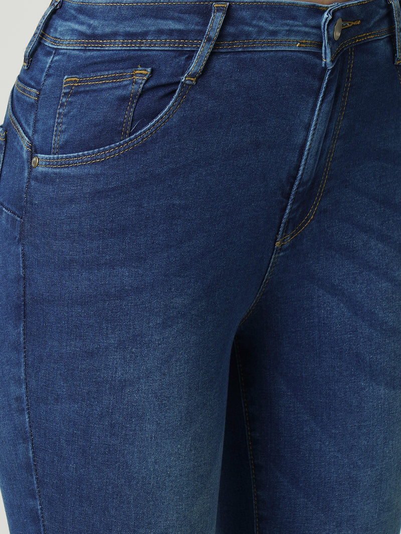 Women Blue K4068 Mid Rise Push Up Super Skinny Jeans