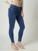 Women Blue K4068 Mid Rise Push Up Super Skinny Jeans