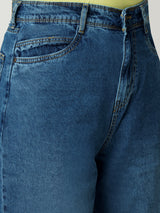 Women Dark Blue K6021 High Rise Parallel Wide Leg Jeans
