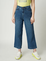 Women Dark Blue K6021 High Rise Parallel Wide Leg Jeans