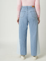 Women Light Blue K5031 High Rise Wide Leg Jeans