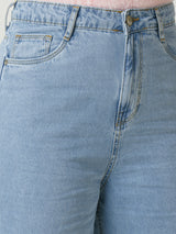 Women Light Blue K5031 High Rise Wide Leg Jeans
