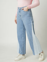Women Light Blue K5031 High Rise Wide Leg Jeans