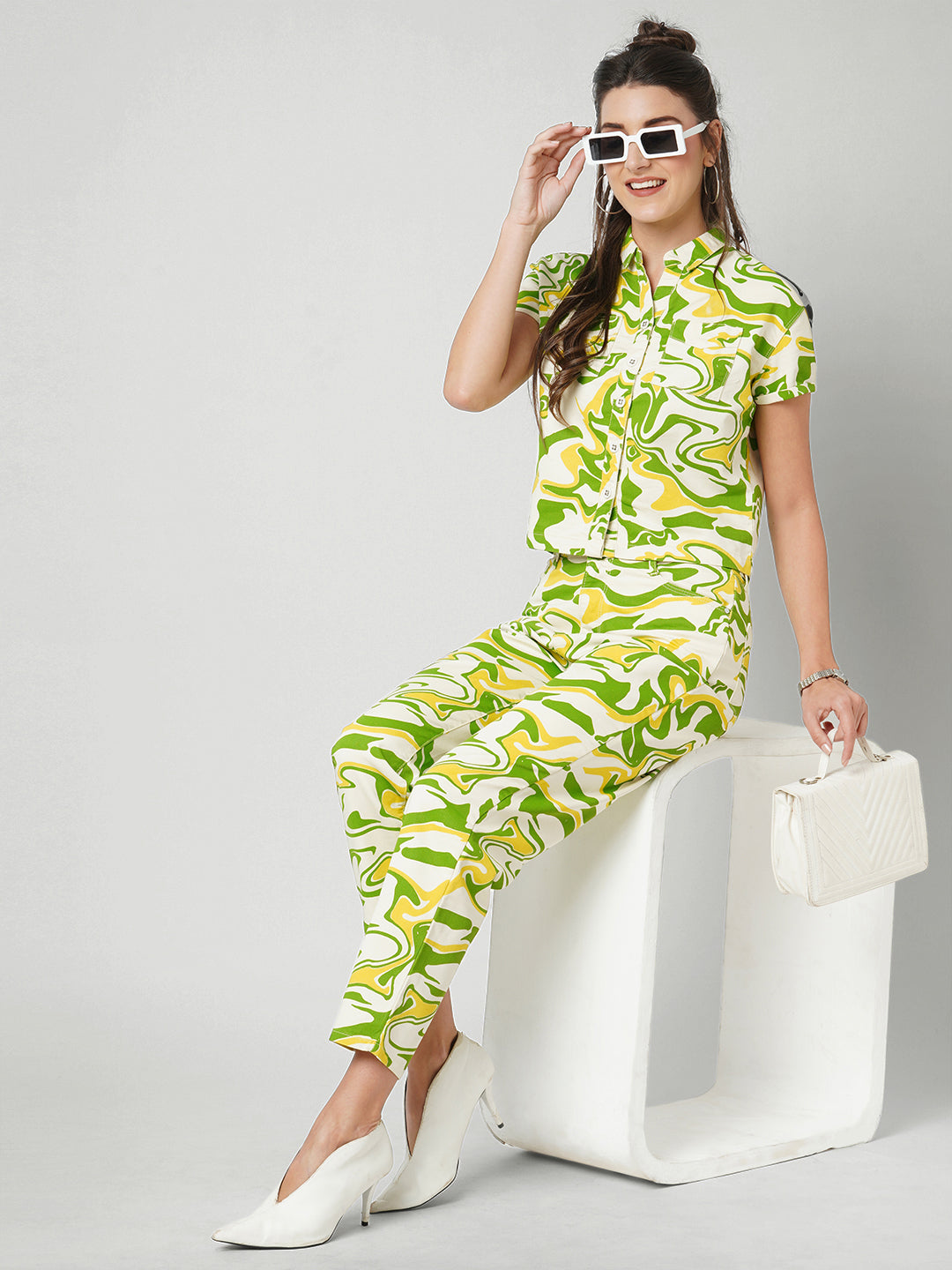 Women Multicolor Printed Crop Shirt