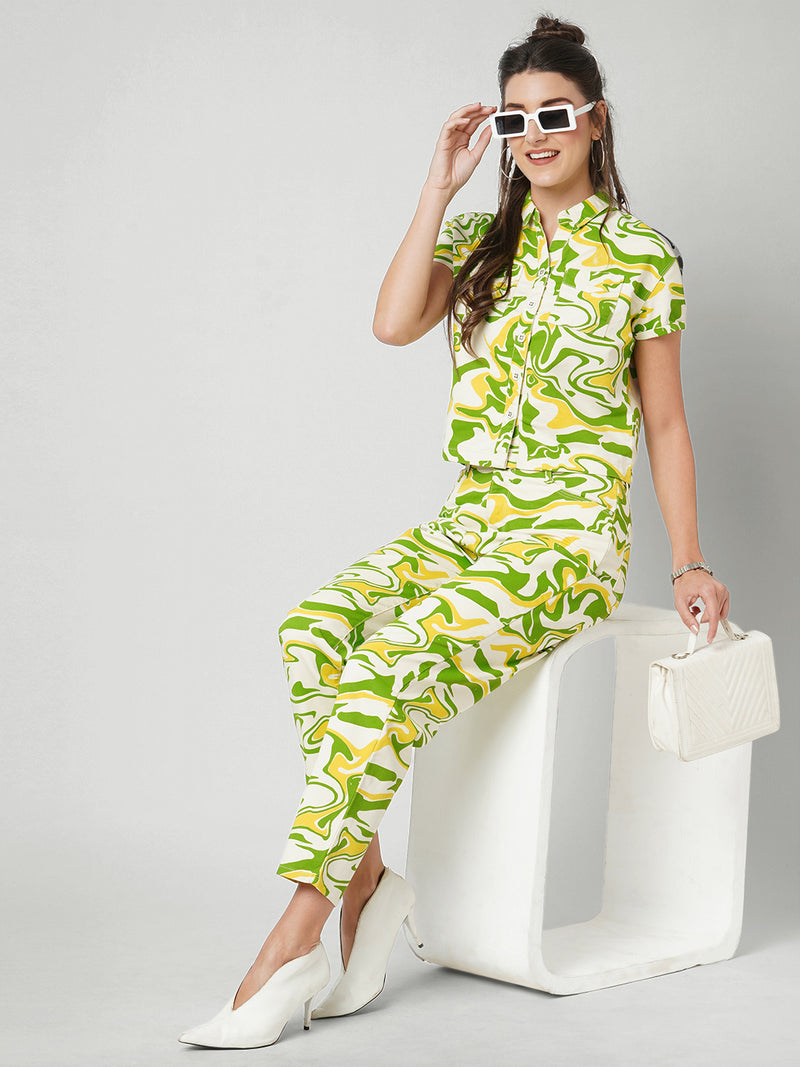 Women Multicolor Printed Crop Shirt