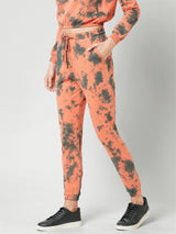 Women Orange Black Tie & Dye High Rise Jogger