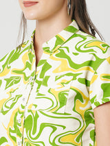 Women Multicolor Printed Crop Shirt