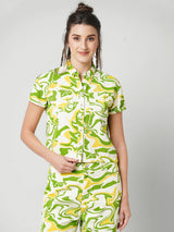 Women Multicolor Printed Crop Shirt