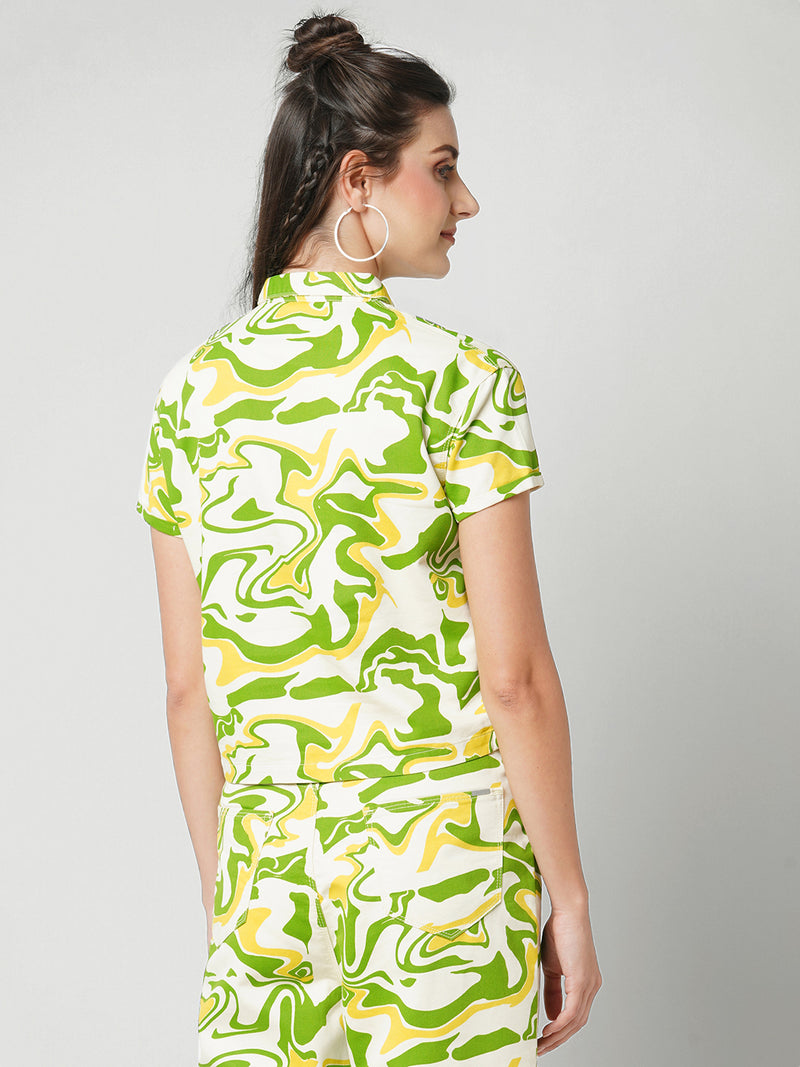 Women Multicolor Printed Crop Shirt