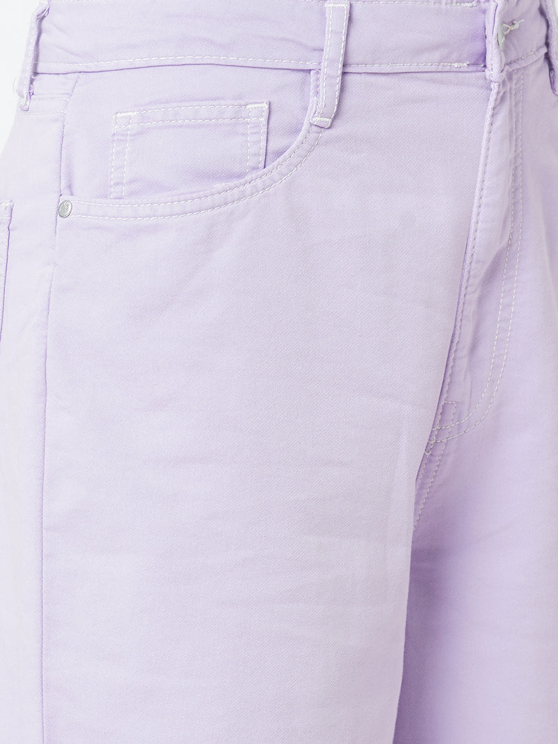 Women Lilac High Rise Wide Leg Jeans