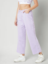 Women Lilac High Rise Wide Leg Jeans