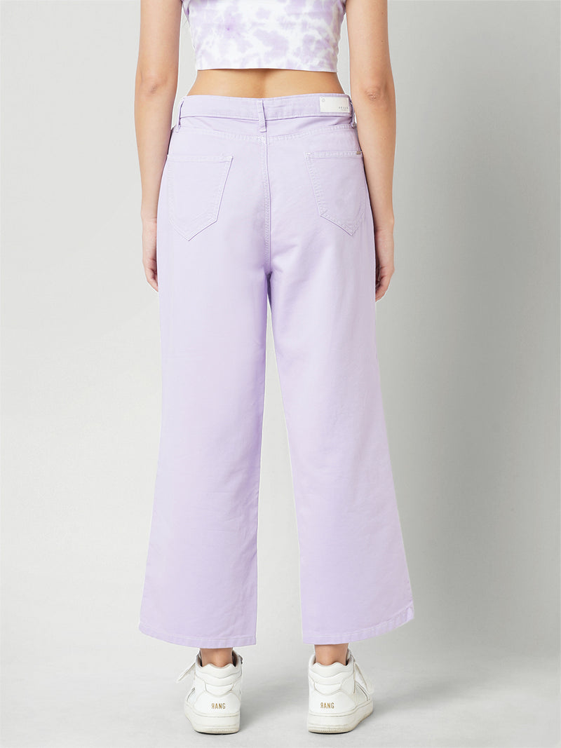 Women Lilac High Rise Wide Leg Jeans