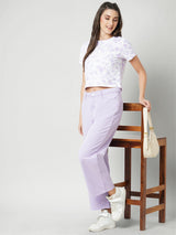Women Lilac High Rise Wide Leg Jeans