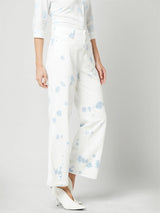 Women Aqua White High Rise Wide Leg Jeans