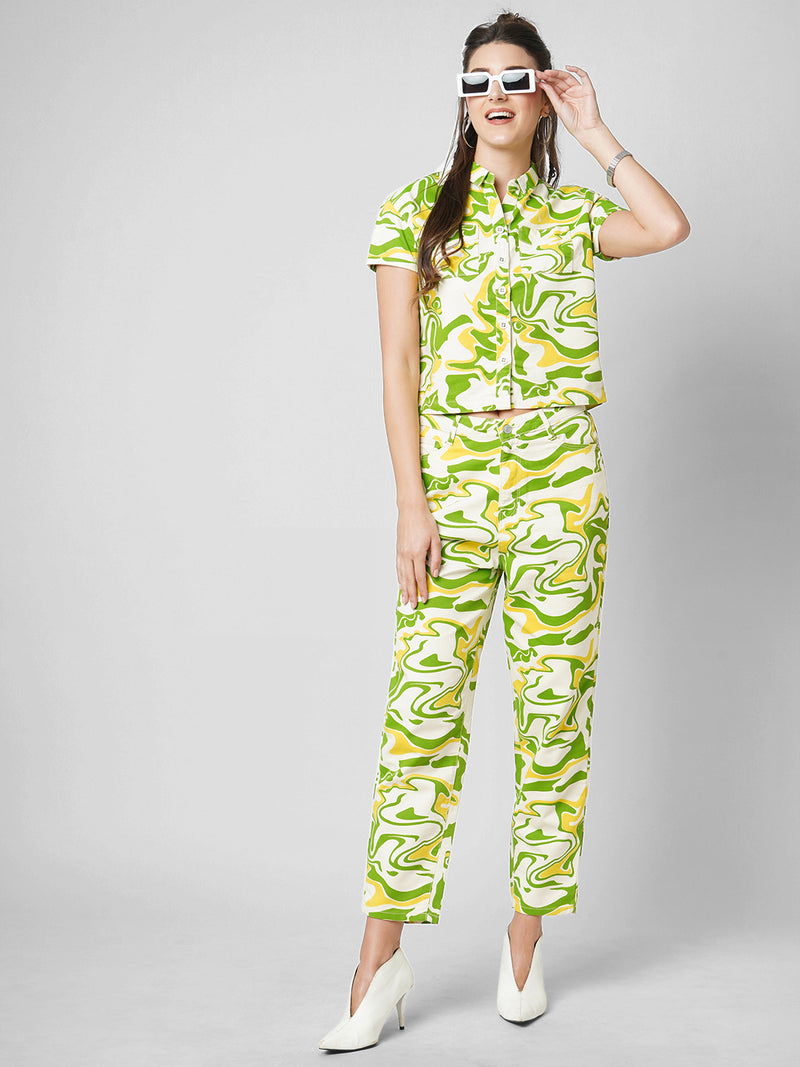 Women Multicolor Printed Crop Shirt