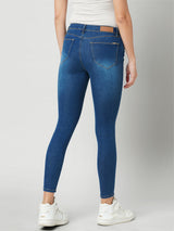 Women Dark Blue High Rise Skinny Fit Ripped Jeans