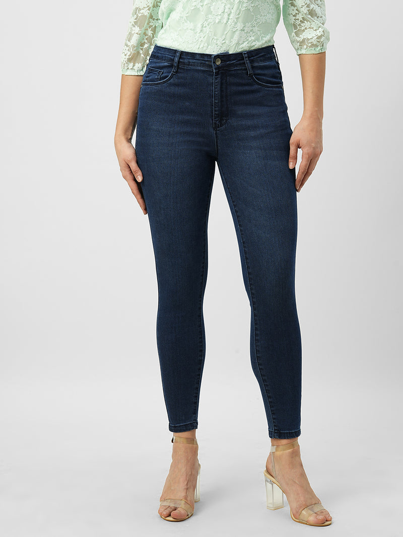 Women Dark Blue High Rise Skinny Fit Jeans