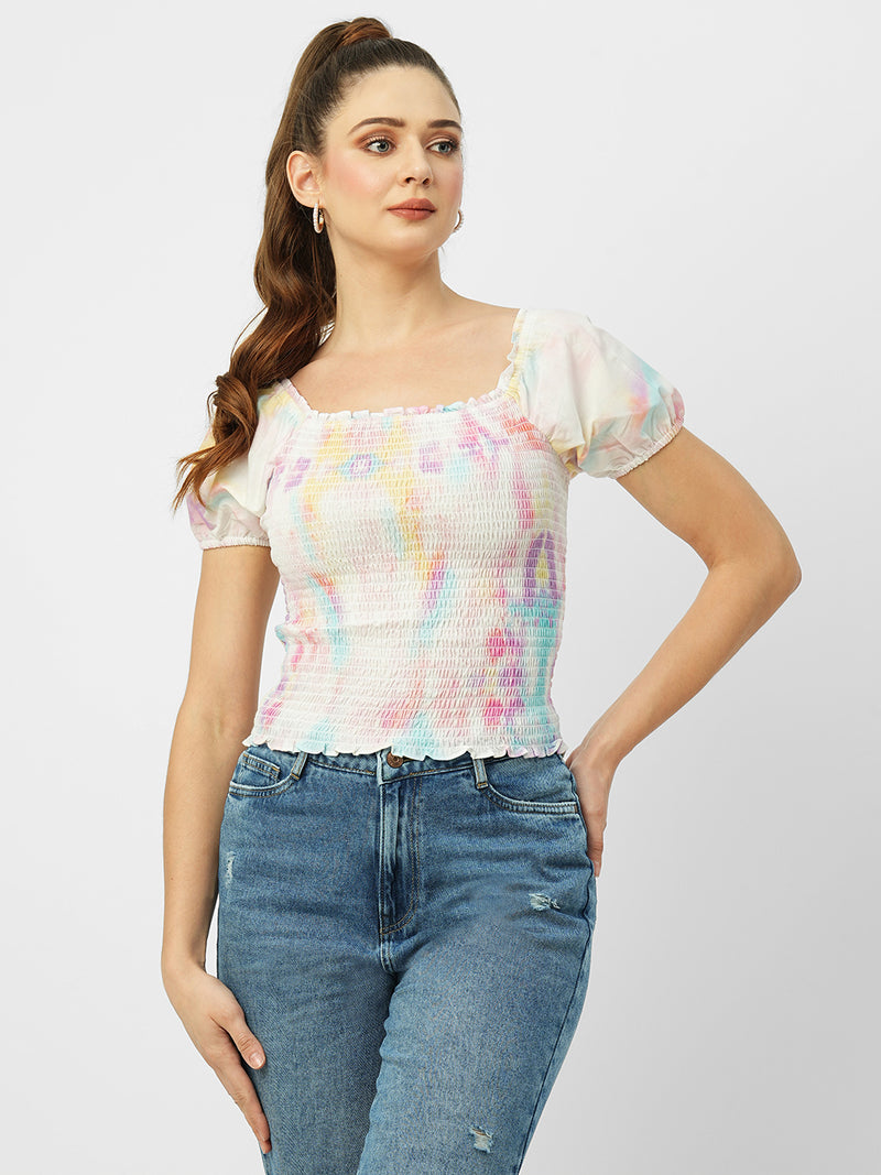 Women Multi Tie & Dye Crop Top