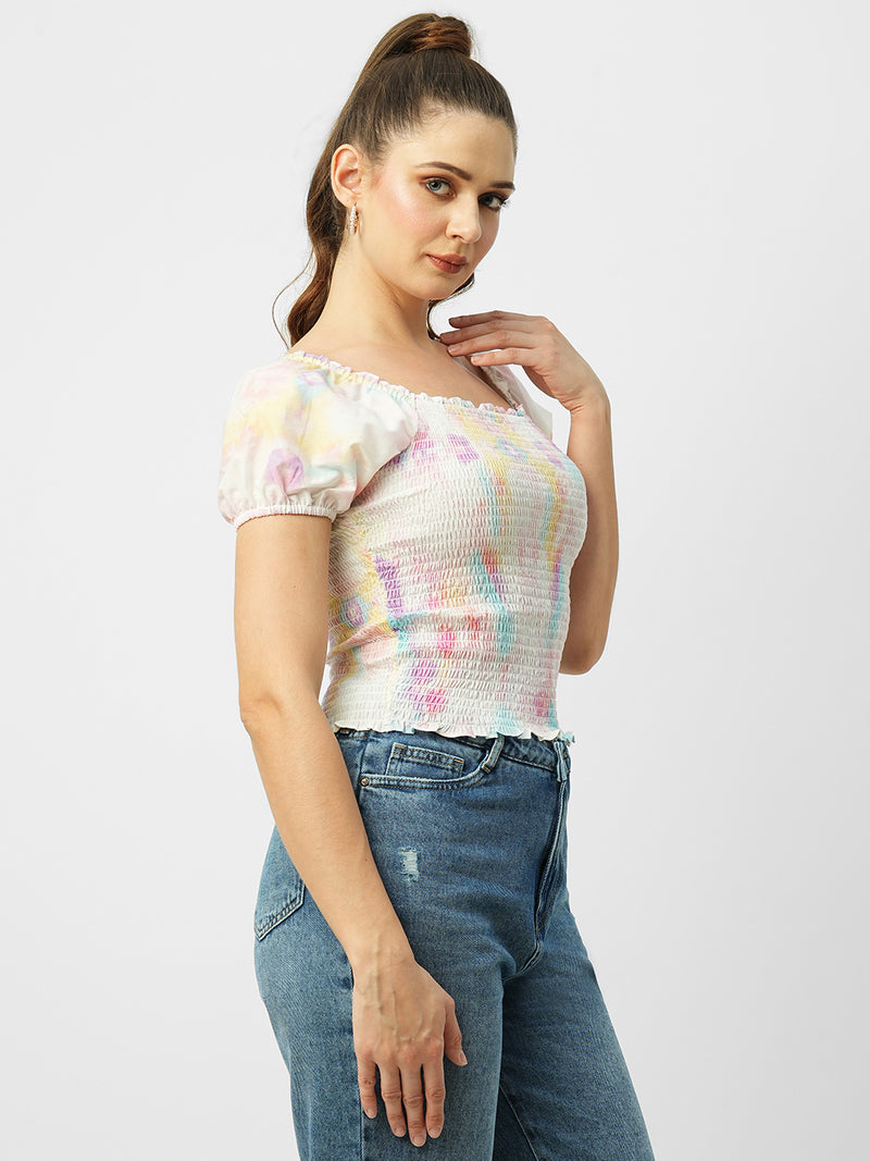 Women Multi Tie & Dye Crop Top