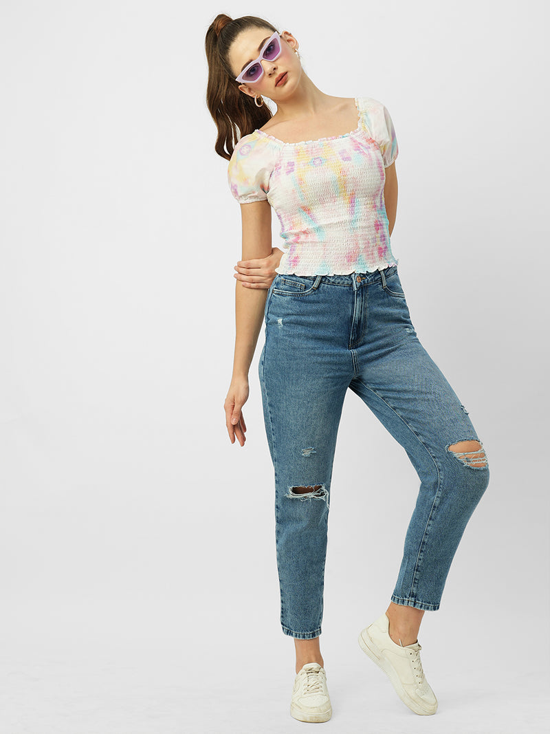 Women Multi Tie & Dye Crop Top