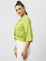 Women Leafy Printed Crop Shirt