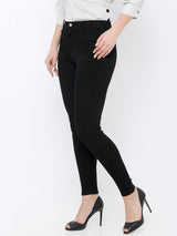 K4050 Mid-Rise Skinny Crop Length Jeans - Black