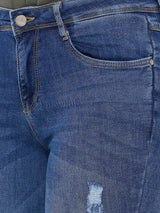 K5004 Mid-Rise Bootcut Ripped Jeans - Blue