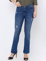 K5004 Mid-Rise Bootcut Ripped Jeans - Blue