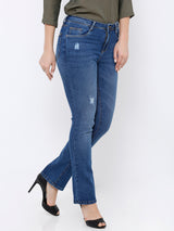 K5004 Mid-Rise Bootcut Ripped Jeans - Blue