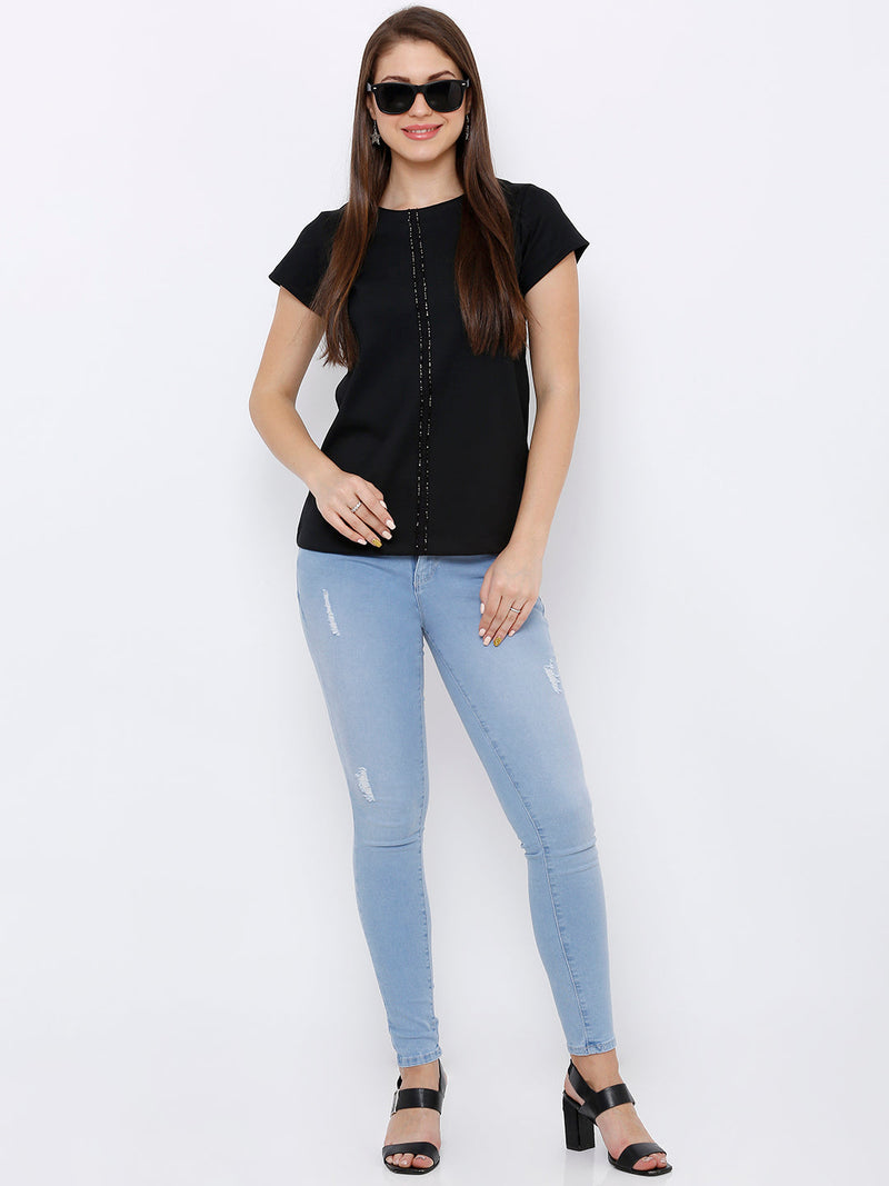 K4068 Mid-Rise Push Up Super Skinny Ripped Jeans - Light Blue