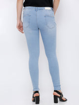 K4068 Mid-Rise Push Up Super Skinny Ripped Jeans - Light Blue