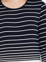 Women Navy & White Striped T-Shirts - Navy White