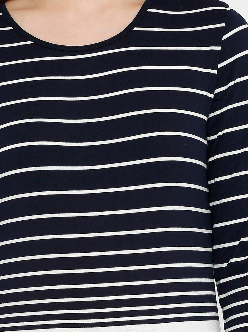 Women Navy & White Striped T-Shirts - Navy White