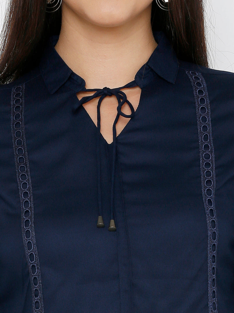 Women Navy Solid Tops - Navy