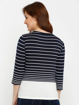 Women Navy & White Striped T-Shirts - Navy White
