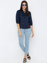 Women Navy Solid Tops - Navy