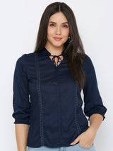 Women Navy Solid Tops - Navy