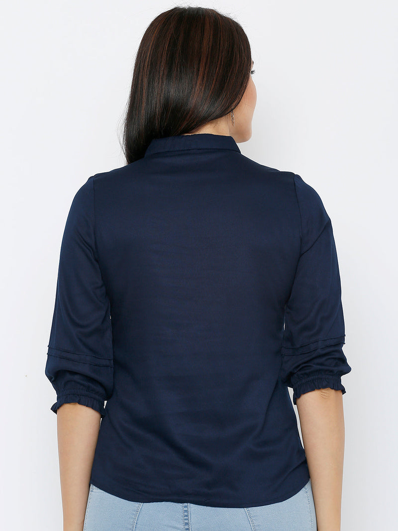 Women Navy Solid Tops - Navy