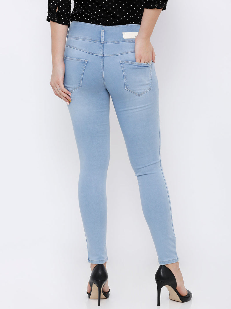 K4014 High-Rise Skinny Jeans - Light Blue