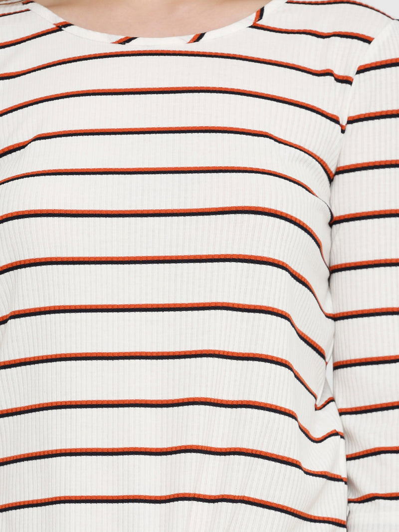 Women Off White Striped T-Shirts - Off White