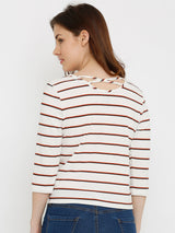Women Off White Striped T-Shirts - Off White