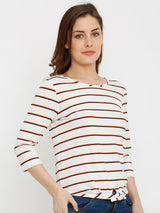 Women Off White Striped T-Shirts - Off White